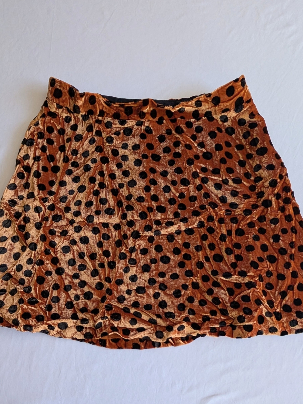 Madewell Copper Velvet Polka Dot Skater Skirt